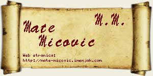 Mate Mićović vizit kartica